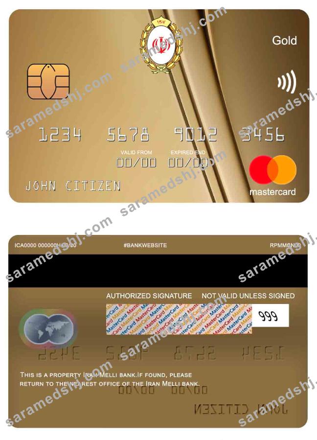 Iran Melli Bank mastercard gold